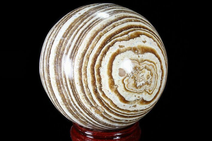 Polished, Banded Aragonite Sphere - Morocco #82279
